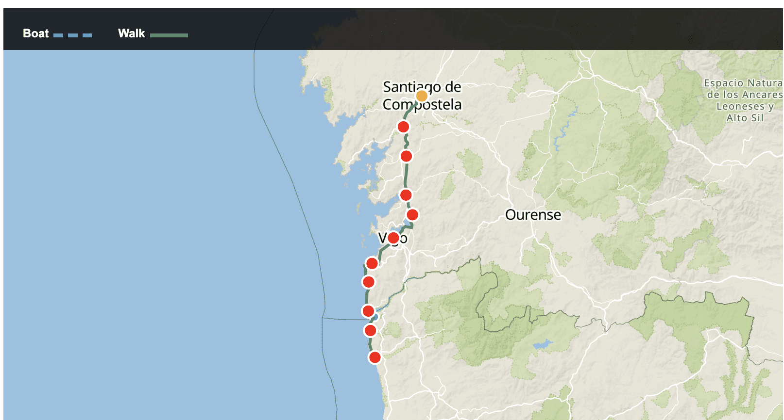 Portuguese Coastal Camino Map