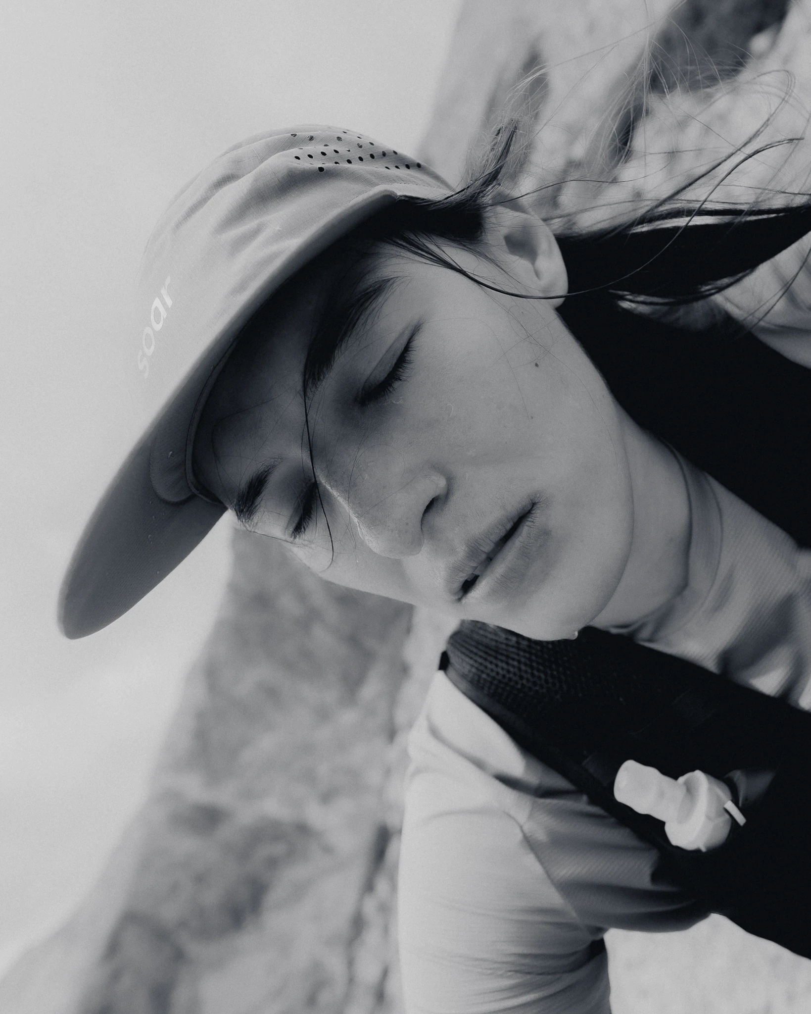 portrait of a woman trail running.