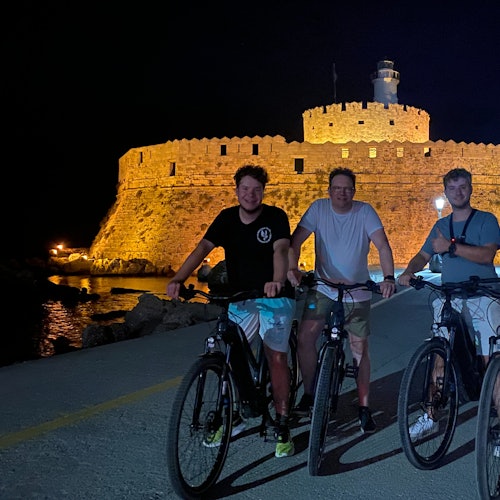 Ebike at Mandraki Port Lighthouse
