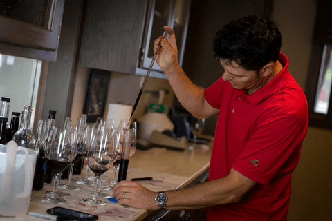 Rudy Zuidema testing wine