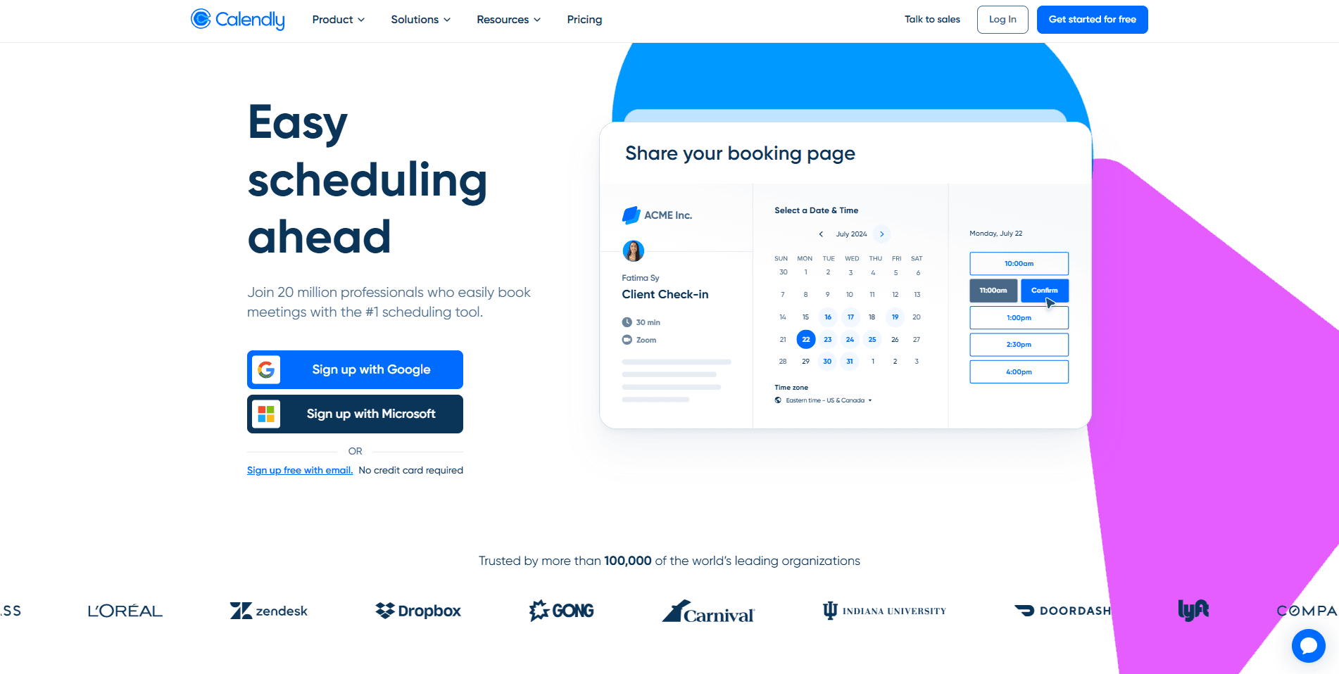 Calendly homepage