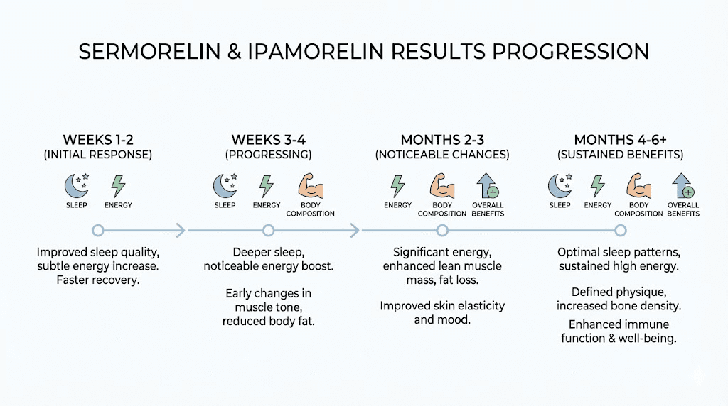 Sermorelin ipamorelin results timeline week by week for men