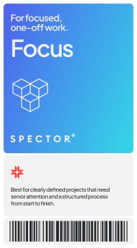 Card labeled "Focus" with a blue gradient, describing the pricing plan 