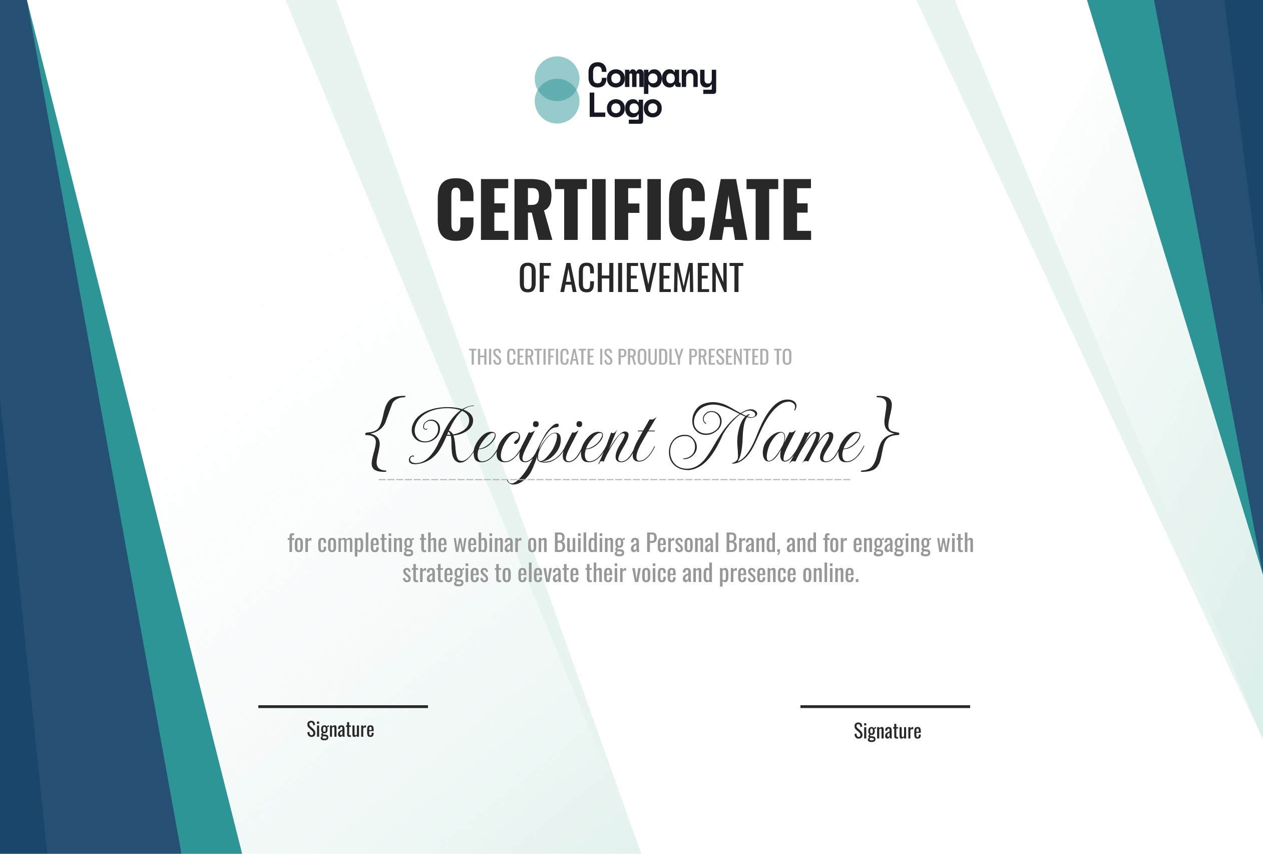 Wauld - Modern and simple webinar achievement certificate template