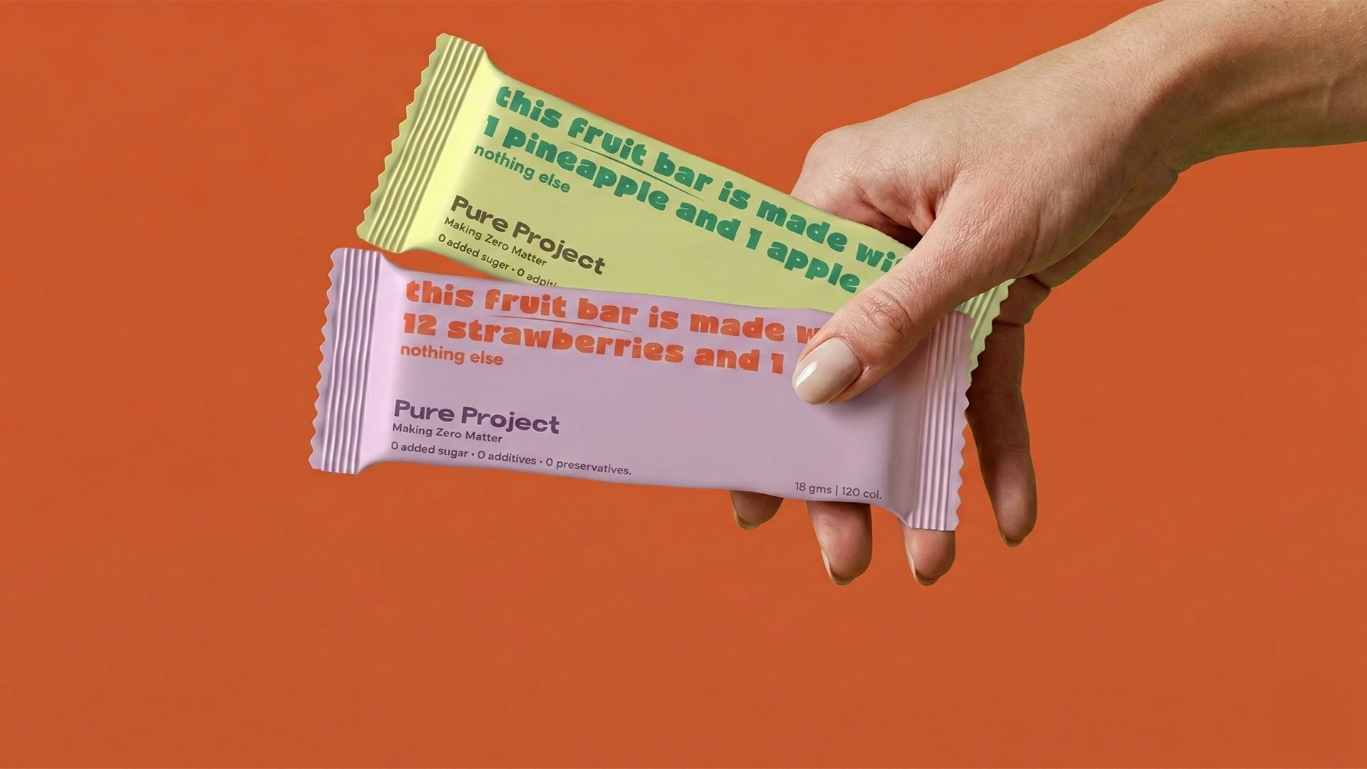 Clean branding and packaging design for Pure Project fruit bars