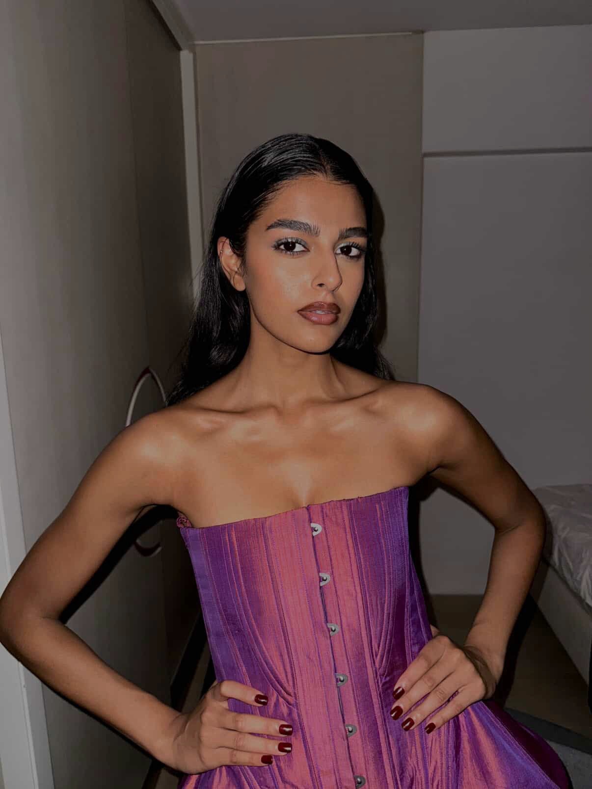 Kamal is a one-of-a-kind bell corset and skirt, handcrafted by skilled artisans in-house using a vintage emerald green silk saree. 