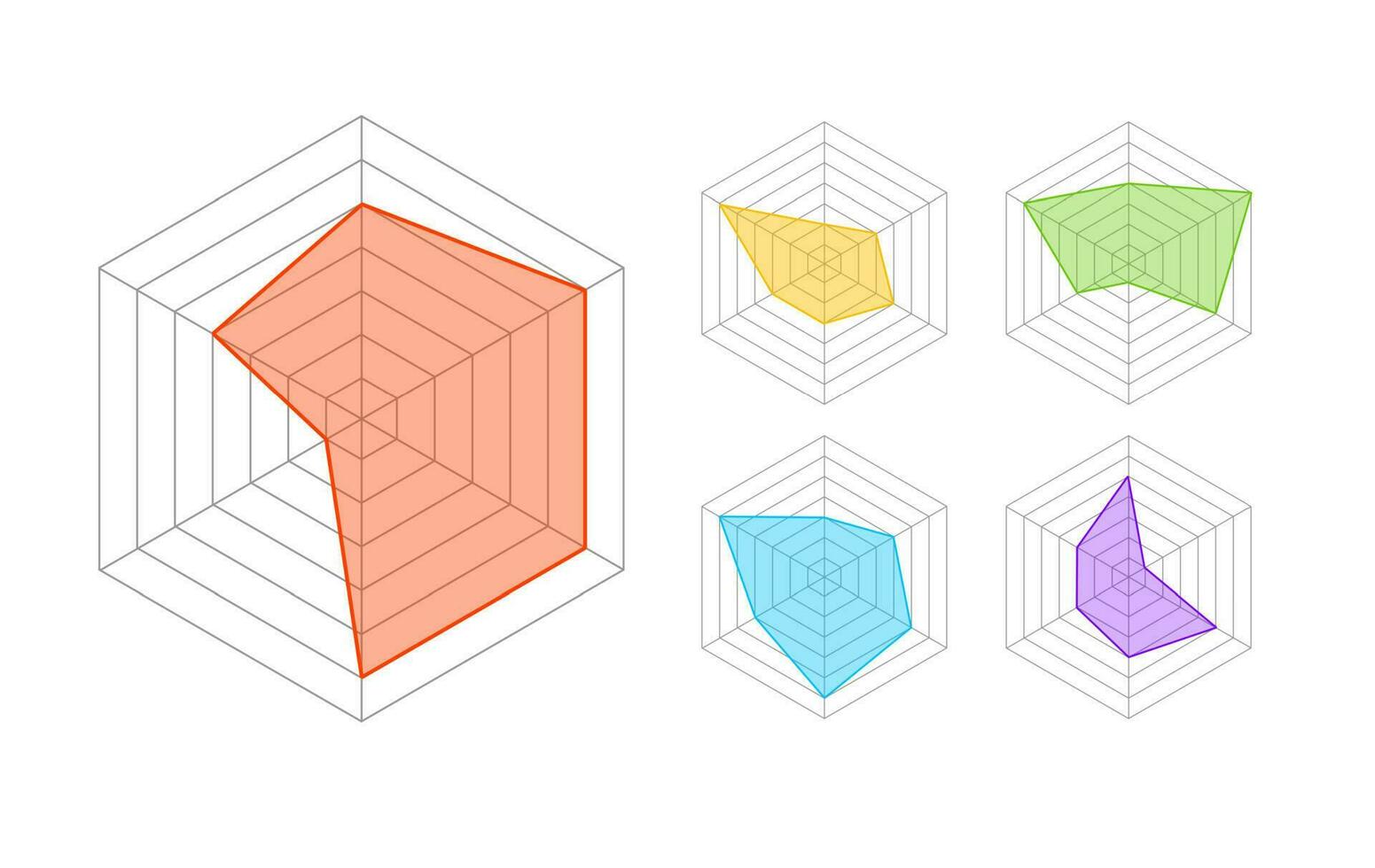 KIVIAT Radar or Spider Diagram Template Thin Line Set. Vector 23180512  Vector Art at Vecteezy