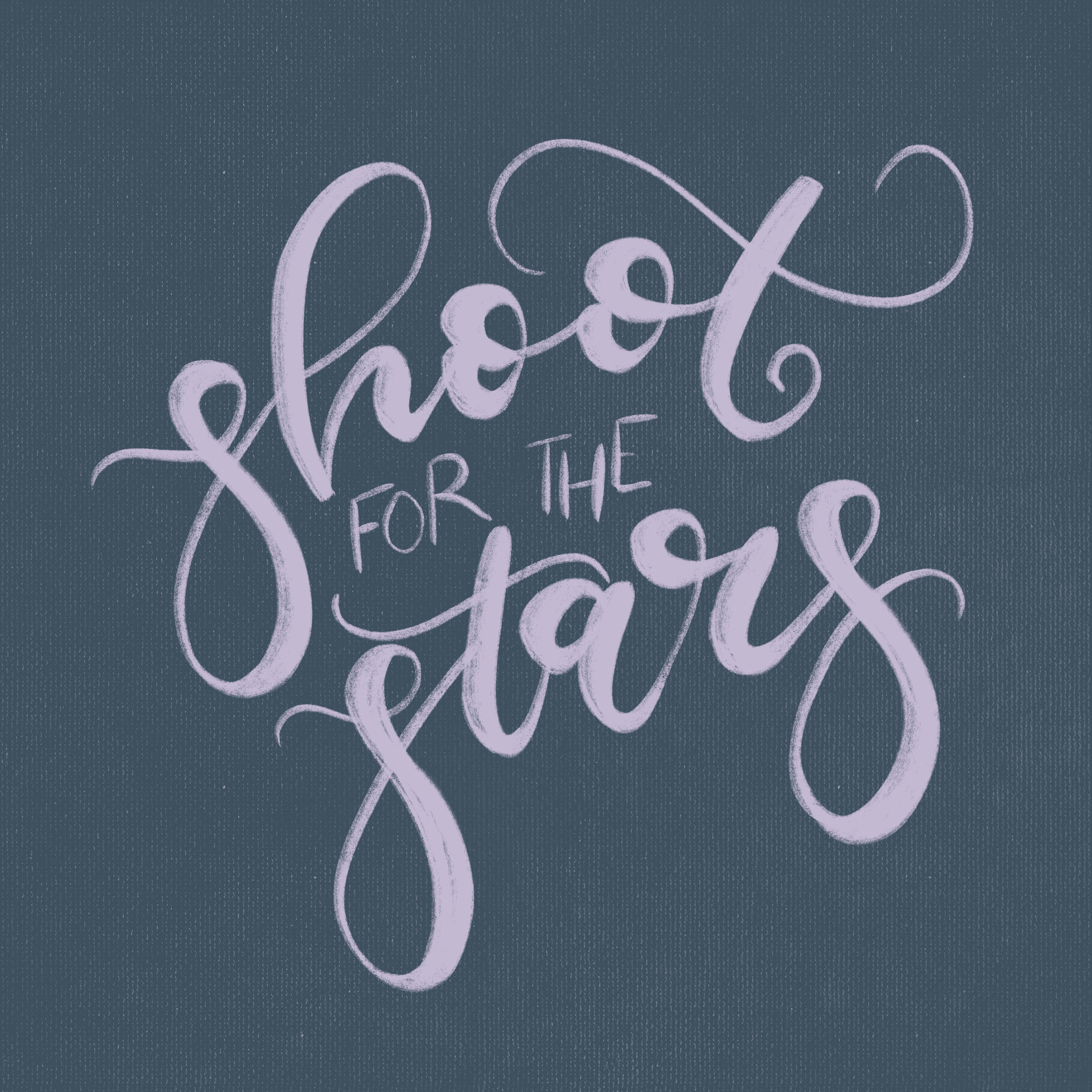 The words "shoot for the stars" hand lettered in script.