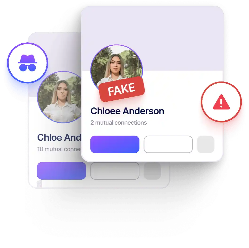 RiskProfiler detecting fake social media profile flagged as impersonation