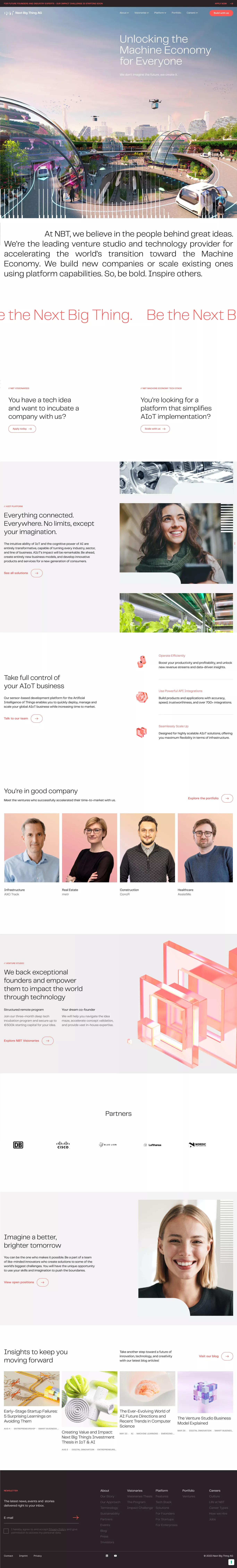 Next Big Thing AG (NBT) is the leading v landing page screenshot showcasing Tech and Finance design