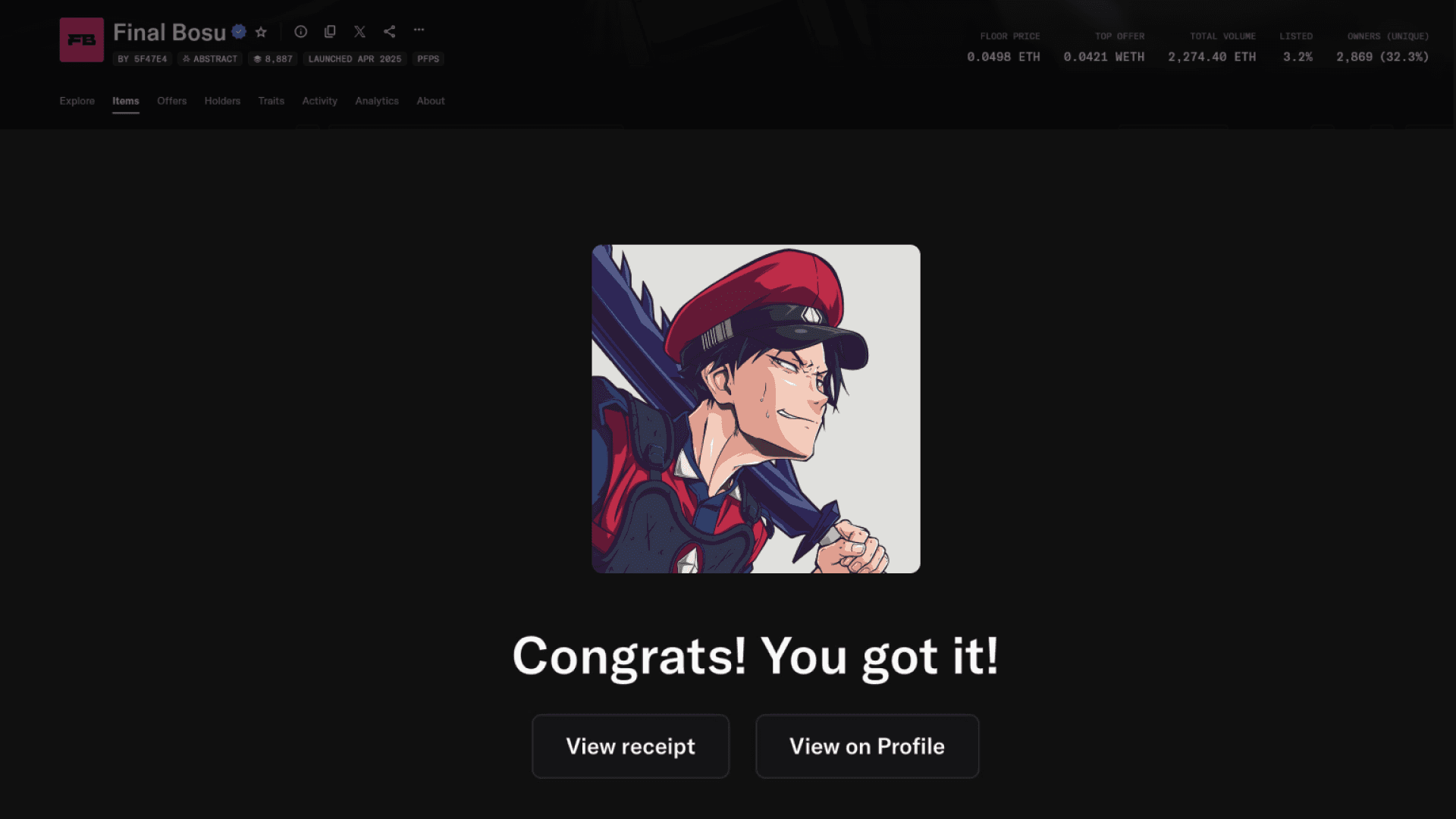 What the character looks like inside the account after purchase — the "I own this" moment.