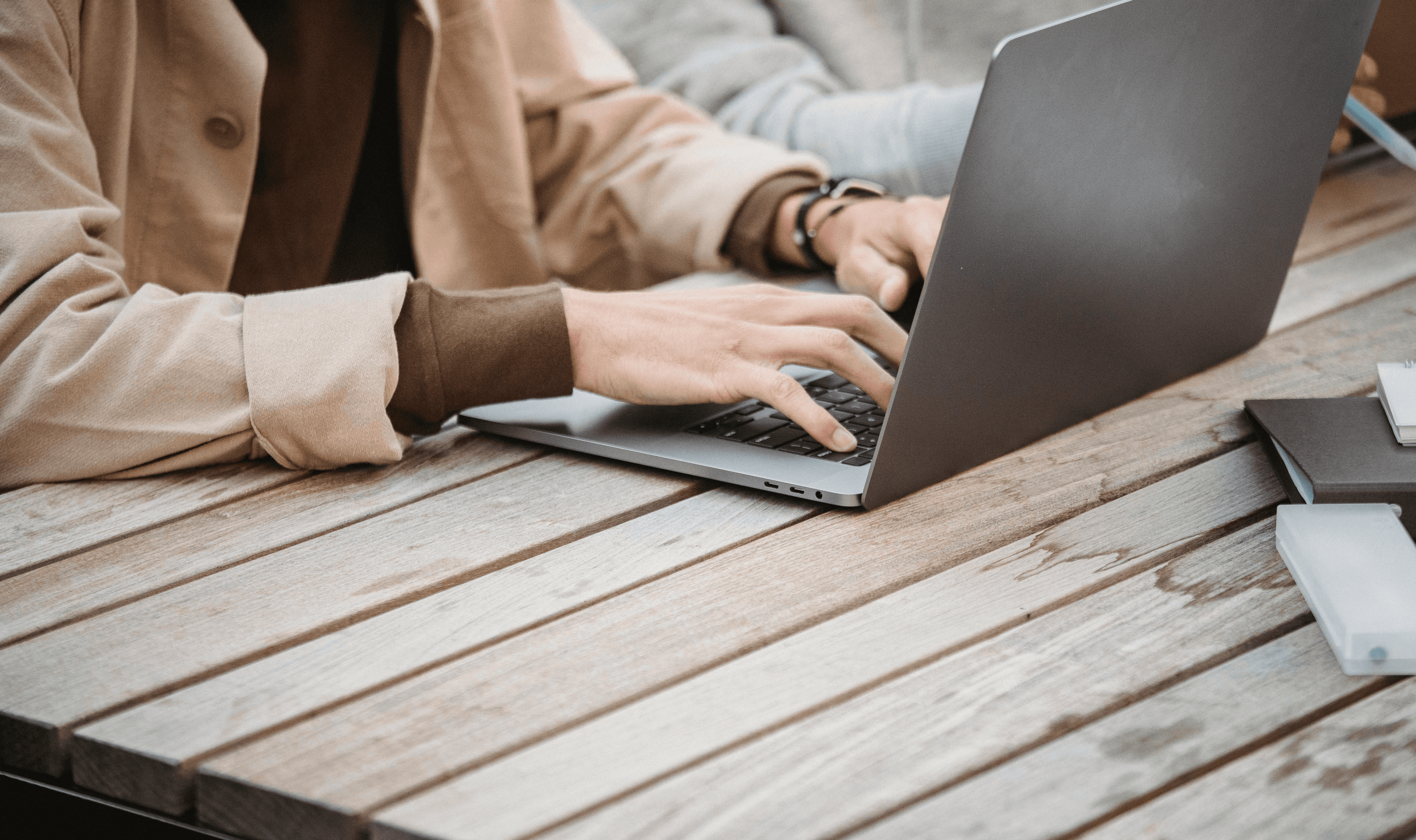 Stacked shipping containers.