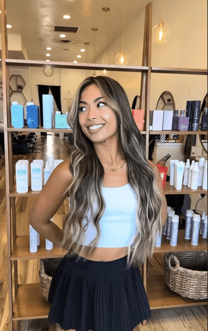 Lived-in blonde balayage with K-Tip extensions by Stephanie Koontz at Del Sol Hair Studio Huntington Beach