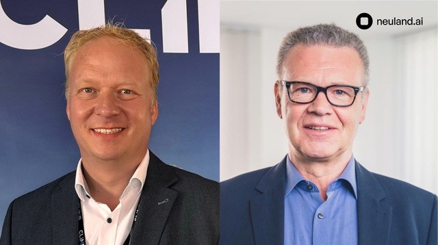 Martin Bichler, Regional Country Manager DACH bei Climb Channel Solutions (links) und Robert Fahle, Director KI Akademie & Business Partnerships bei neuland.ai  Credits: Climb Channel Solutions & neuland.ai