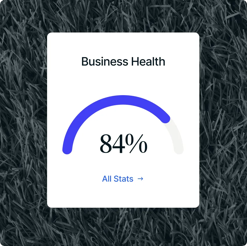 Circular analytics dashboard showing an 84% performance metric