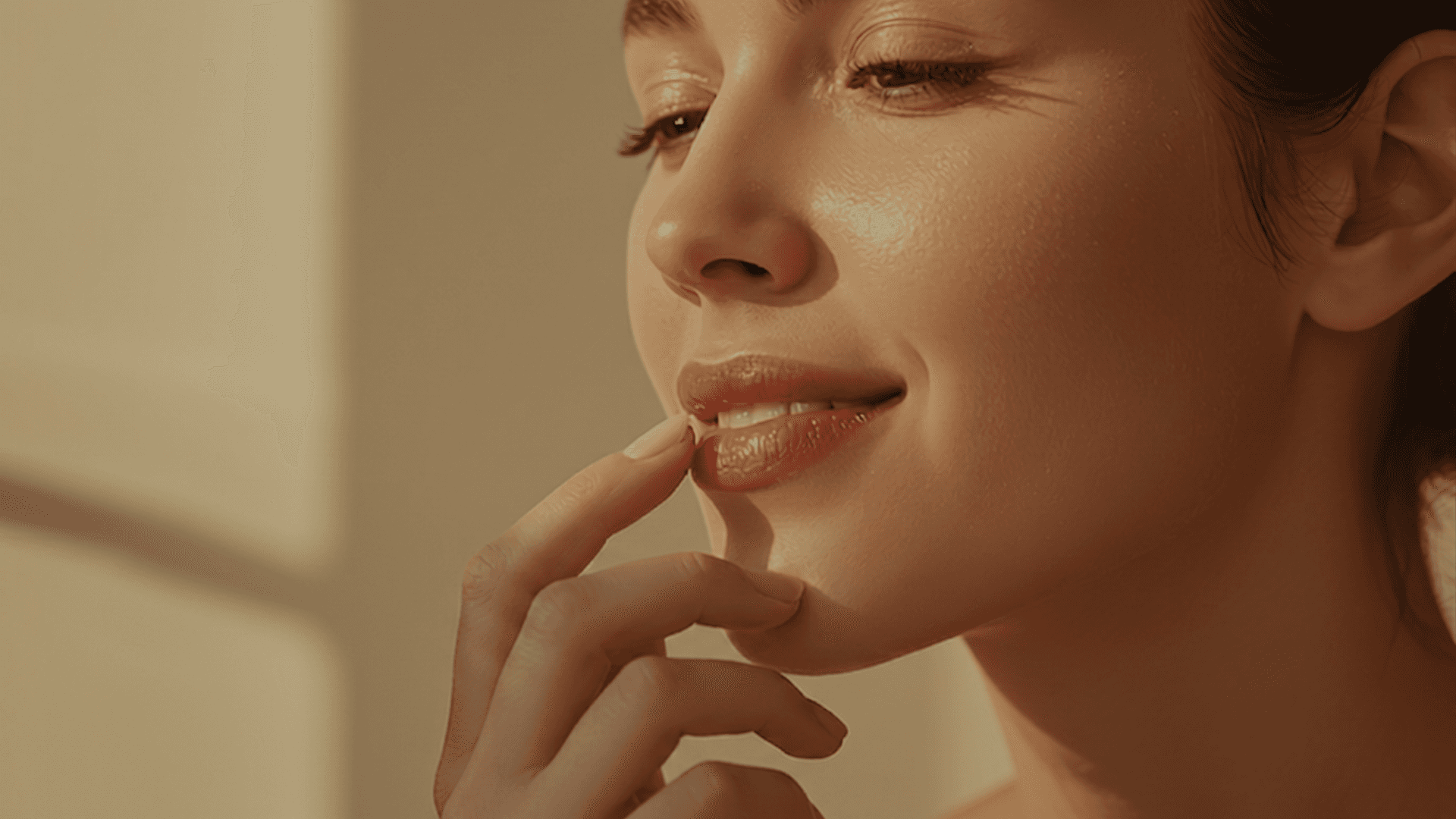 women is putting petroleum jelly on her lips
