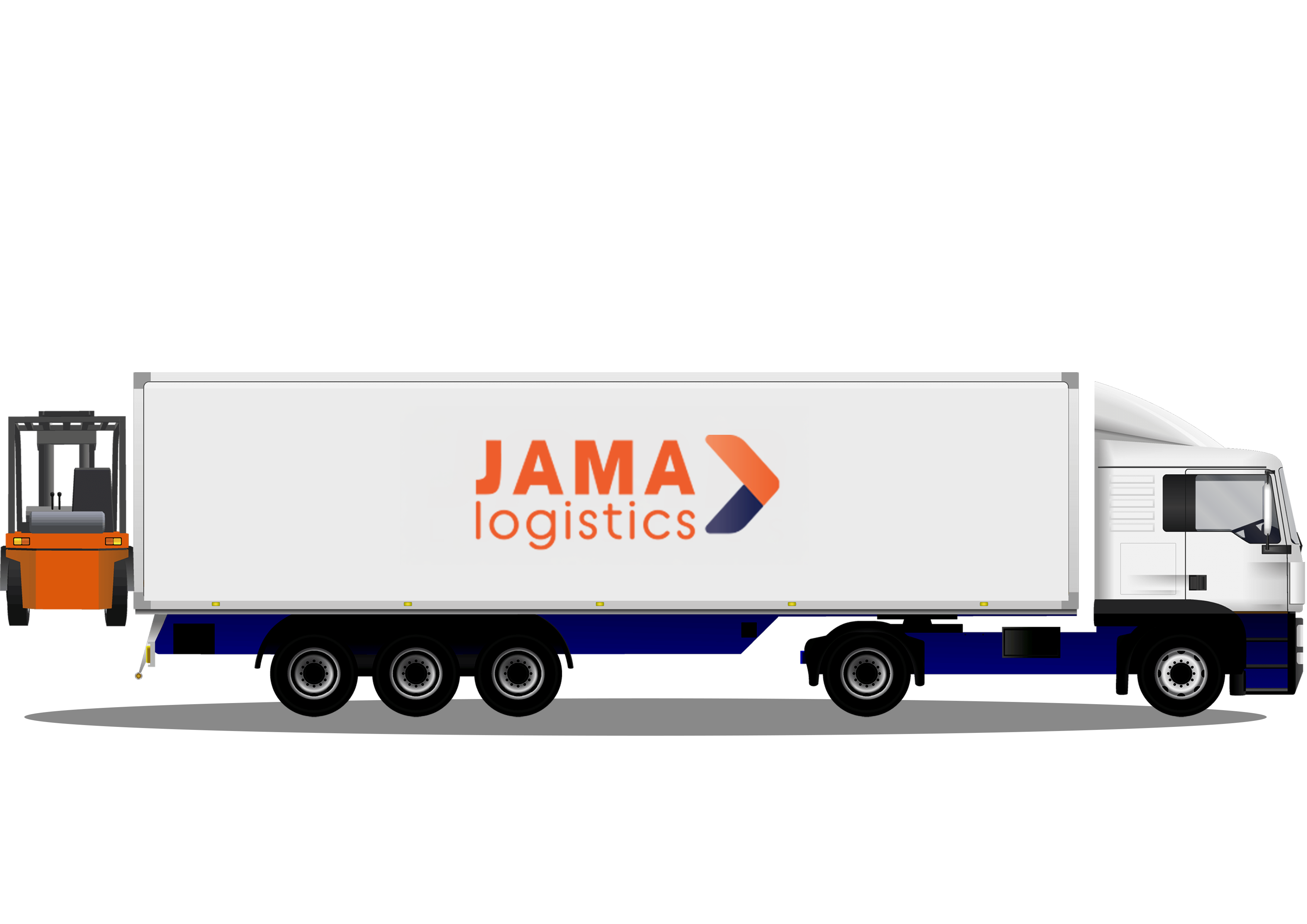 image of a moffett with the jama logistics logo on the side