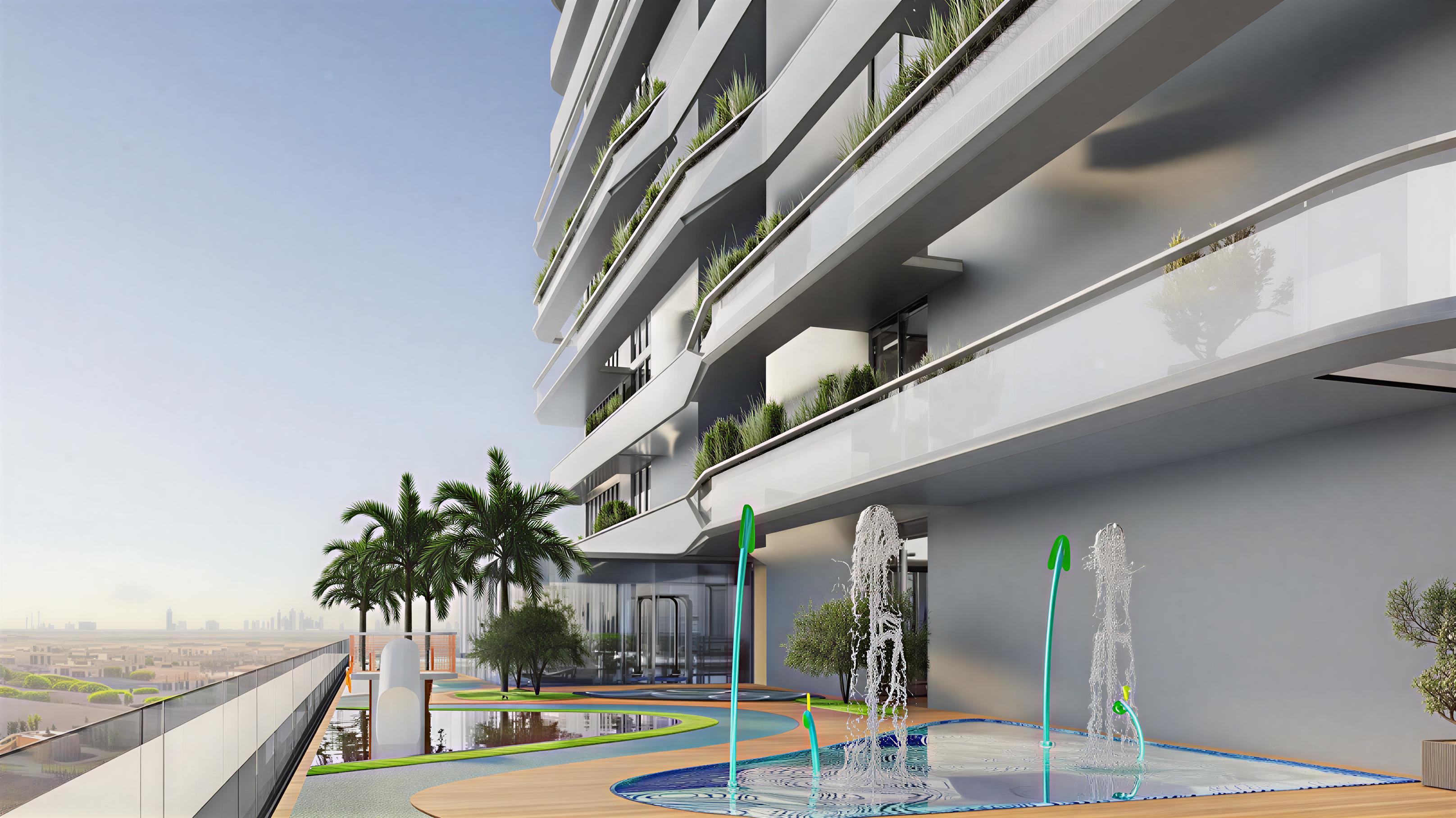 Stellar Axis, a new Dubai apartment building, exemplifies modern architecture with its striking facade and design.