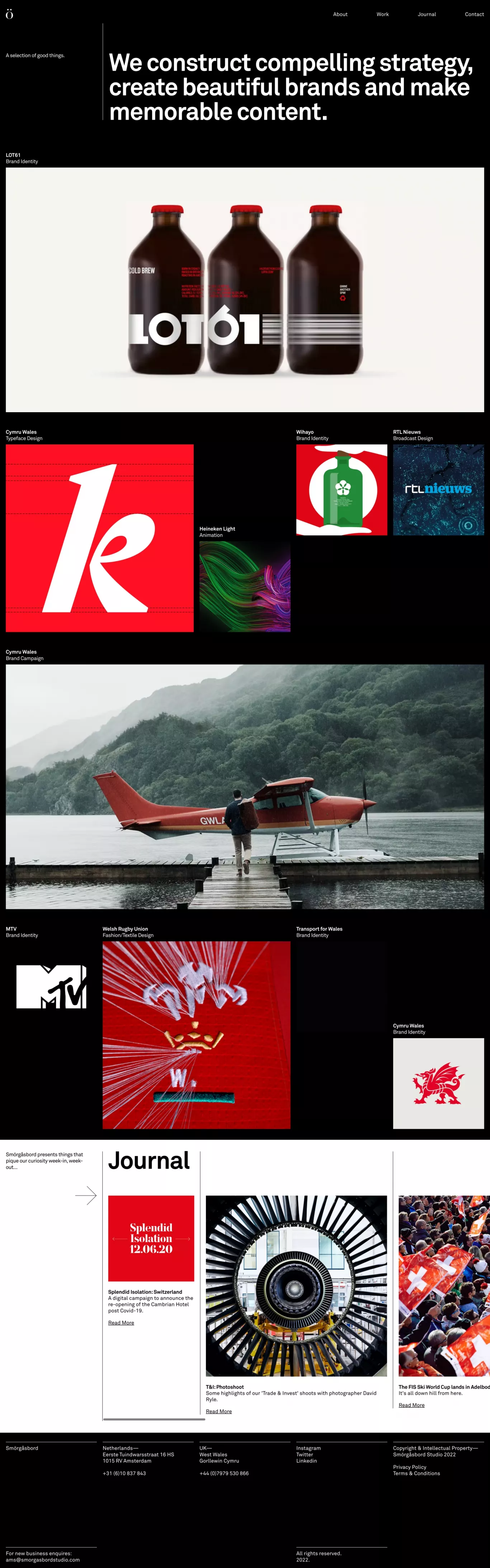 Smörgåsbord portfolio page screenshot showcasing Design and Tech design