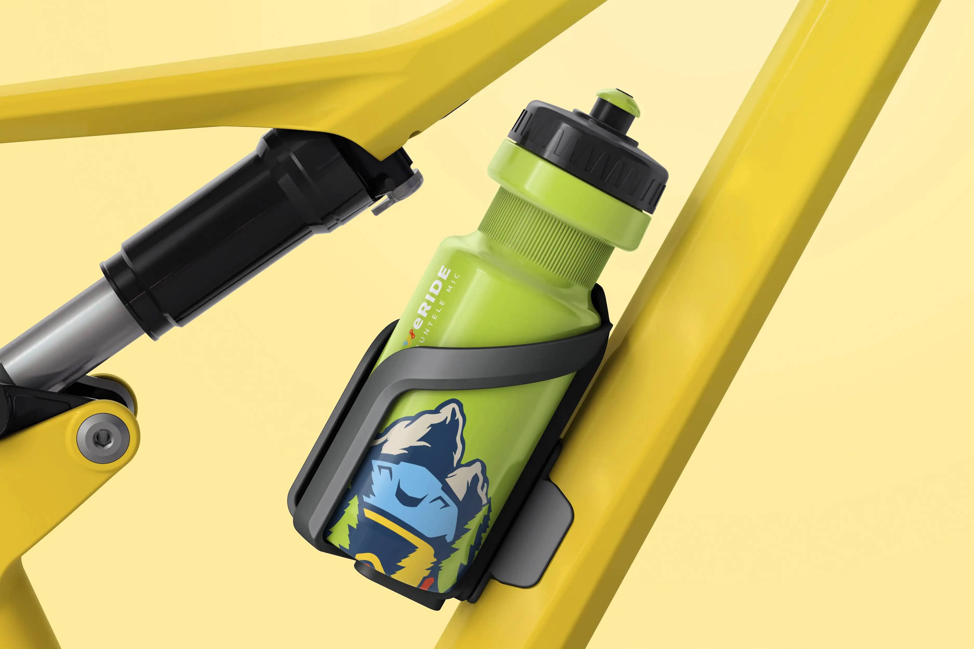 Mockup of WERIDE water bottle in the bottle cage