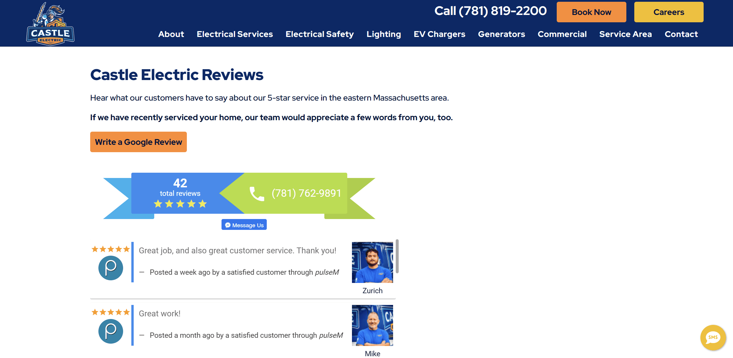 call to action on website to leave a review