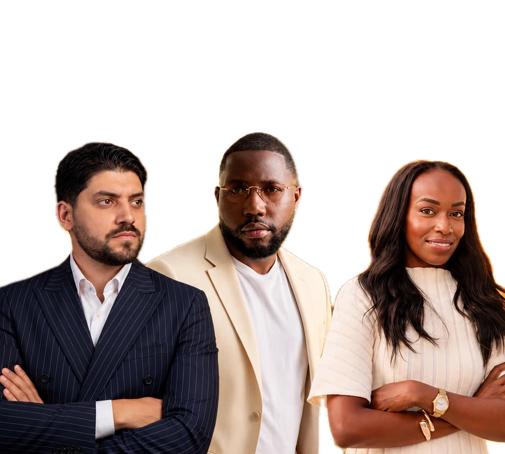 Marwane, Salimou Sidibé et Arielle, l'équipe DSS Real Estate à Dubaï