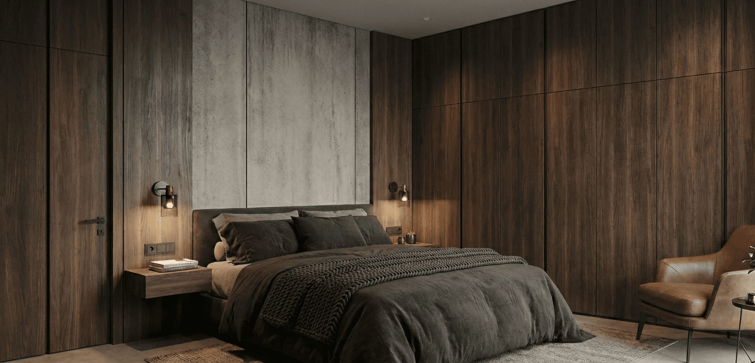 living room with brown sofa and glass window