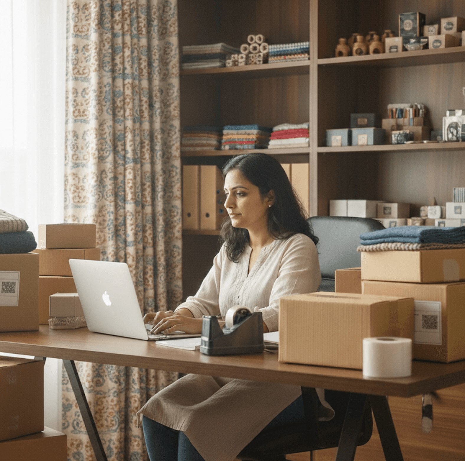 Portrait of a young man with curly hair wearing a yellow hoodie and backpack
