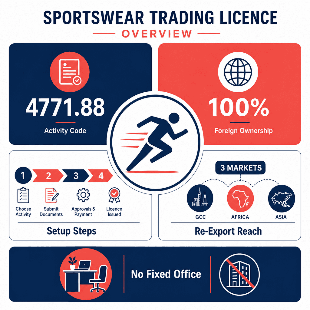 Infographic: Sports Wear Trading License in Dubai