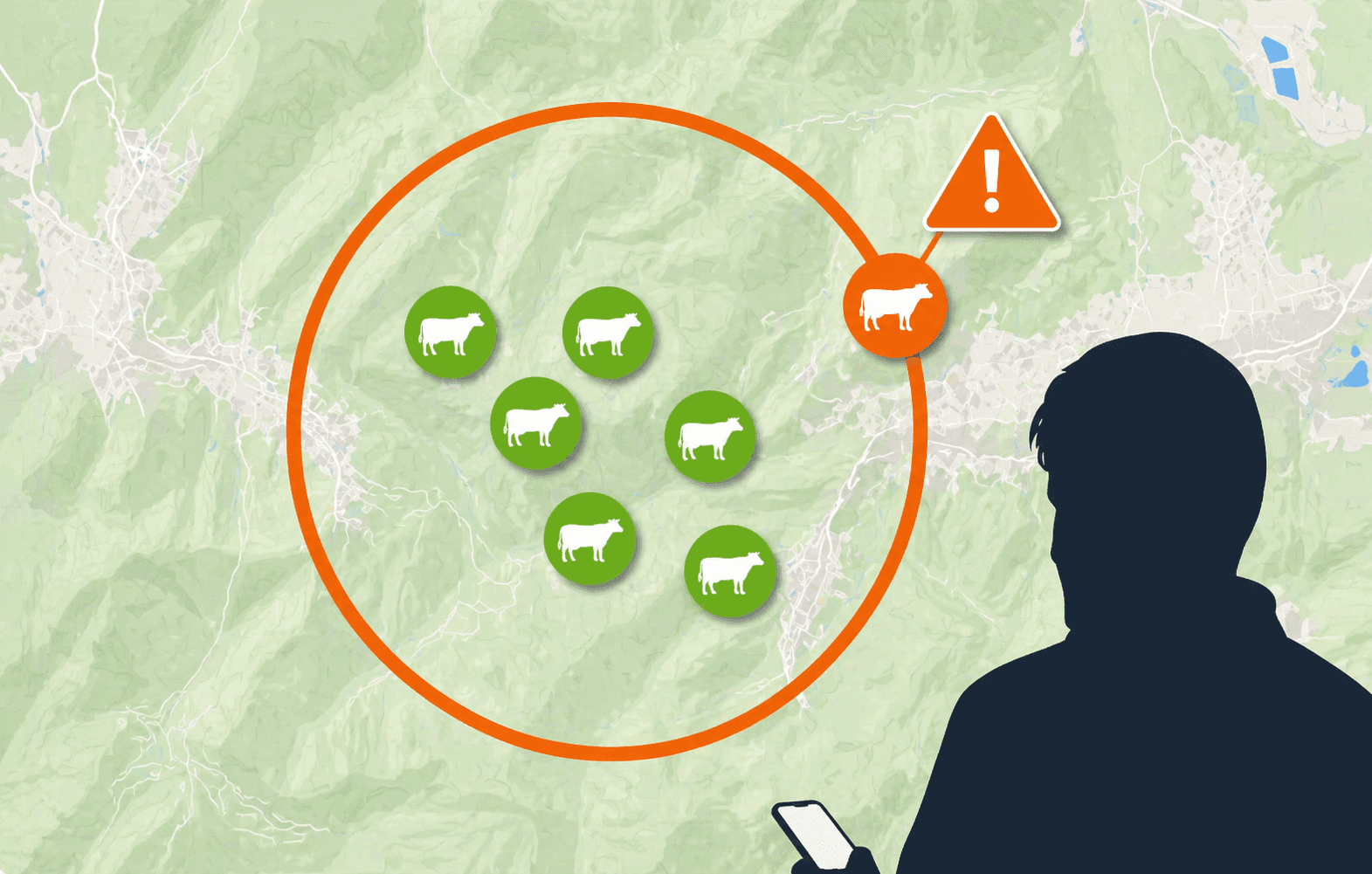 Alarm wird ausgelößt, wenn ein Tier die Weide verlässt