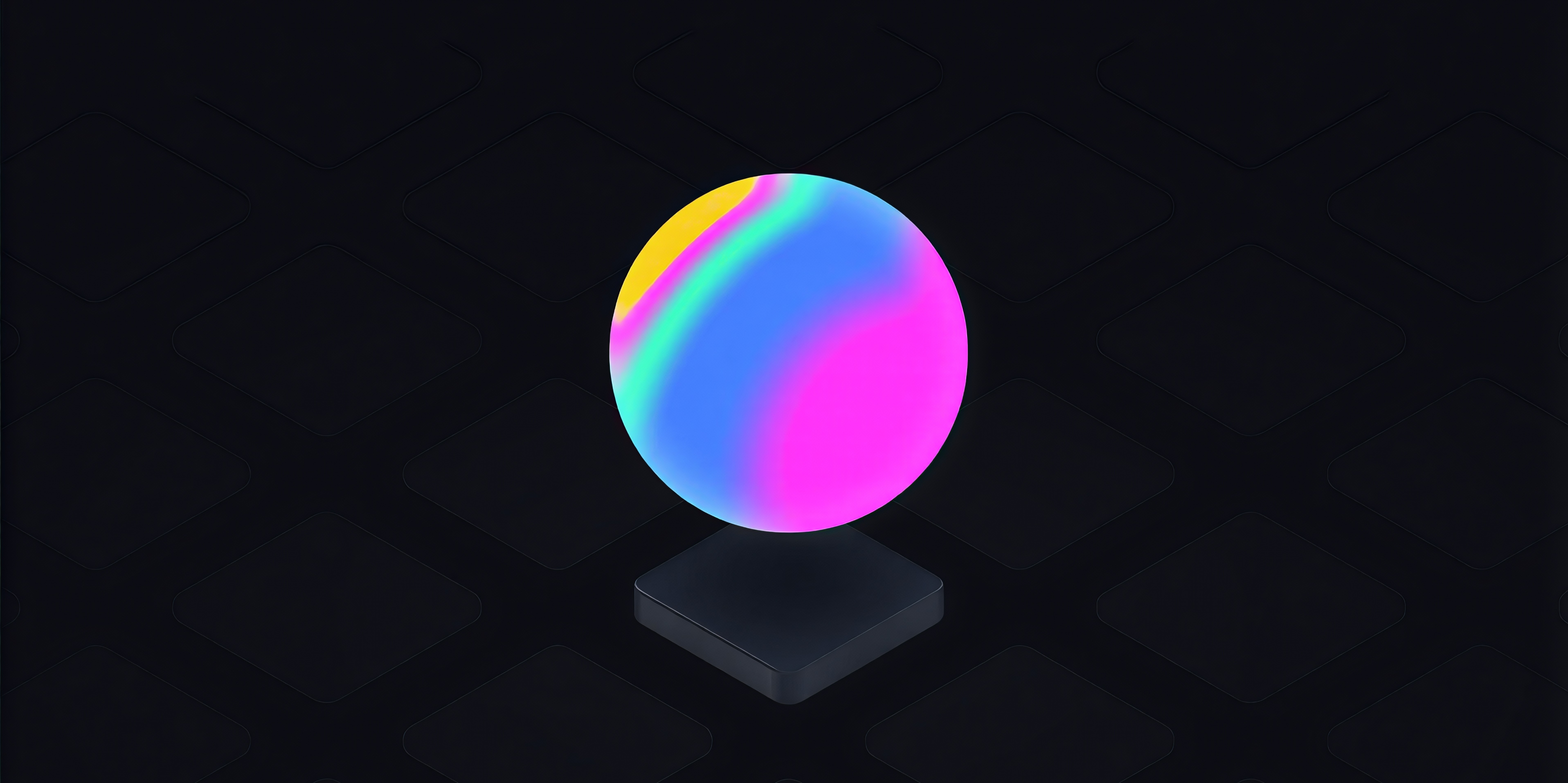 Holographic sphere on a dark isometric grid.