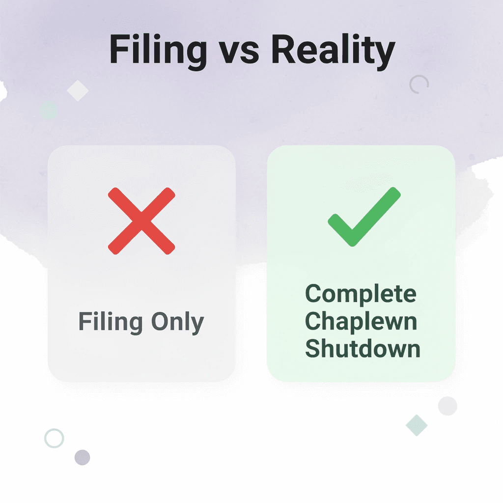 Before and after comparison of filing versus complete shutdown