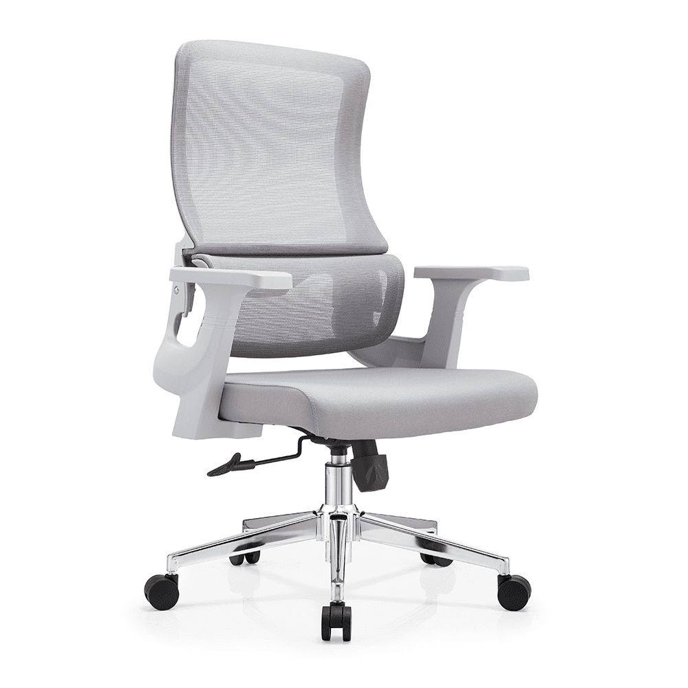 Tchod Furniture model 6968B gray ergonomic task chair, high-back mesh office staff chair with wheels.
