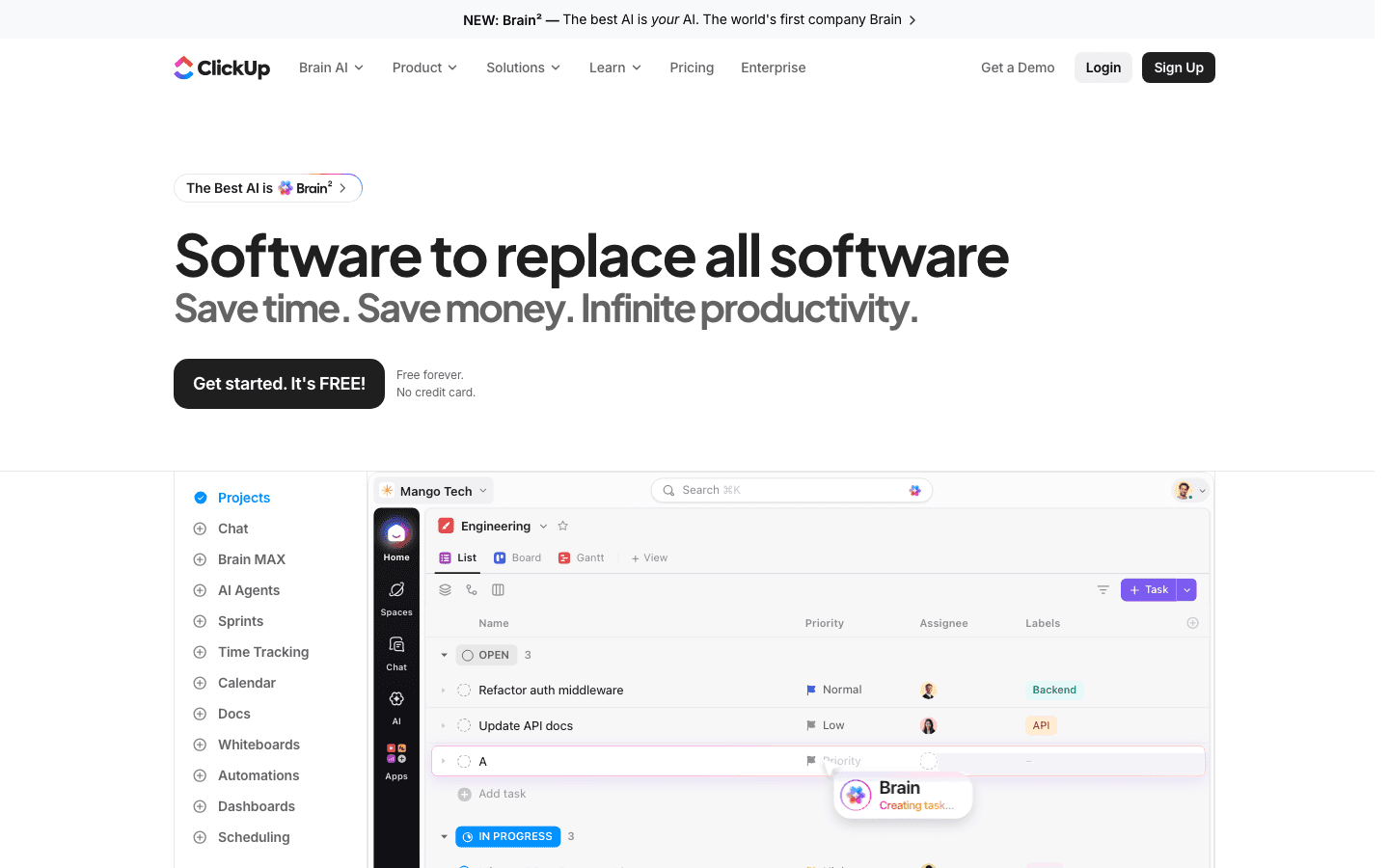 ClickUp project and goal tracking dashboard