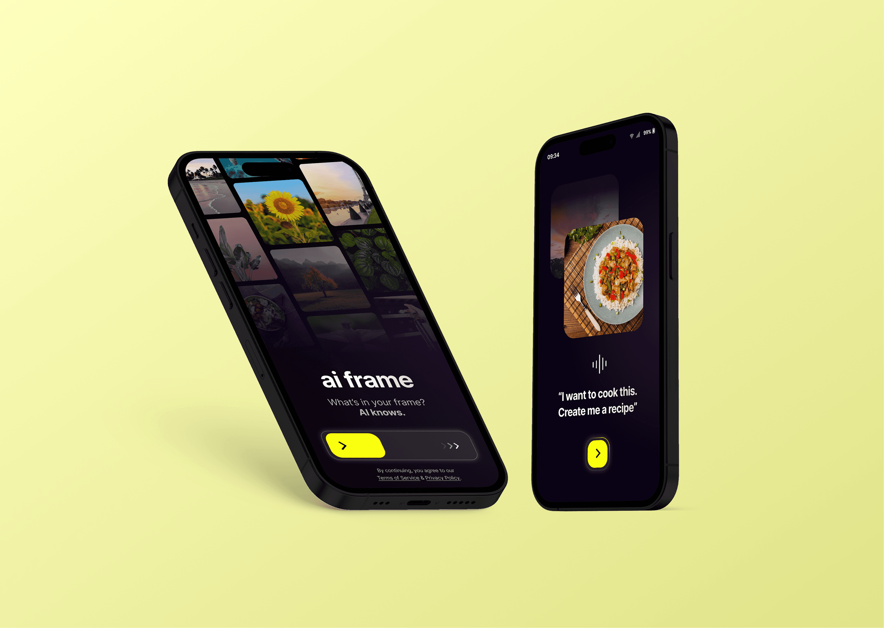 Screenshots of AI Frame App