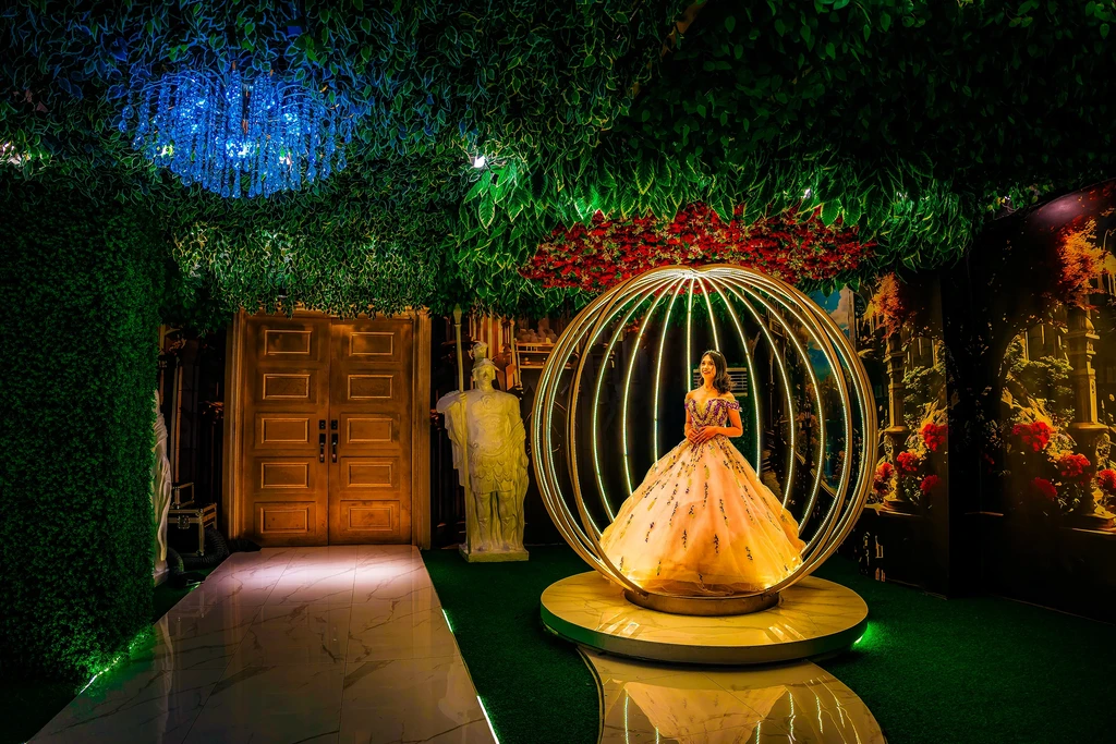 Debutante in blush inside the birdcage pavilion at Pandora Hall, Quezon City