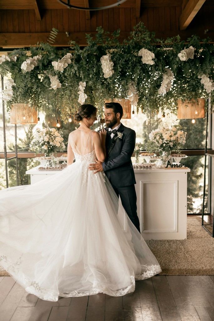 Elara Rose wedding photographer website template homepage with couple by lake