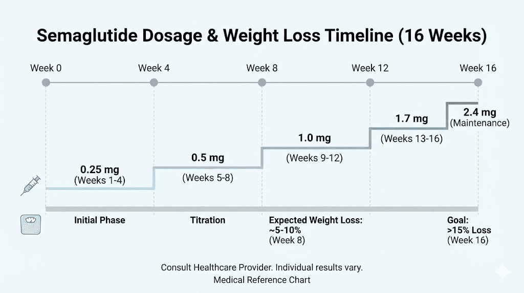 Semaglutide weight loss timeline and dosage escalation schedule