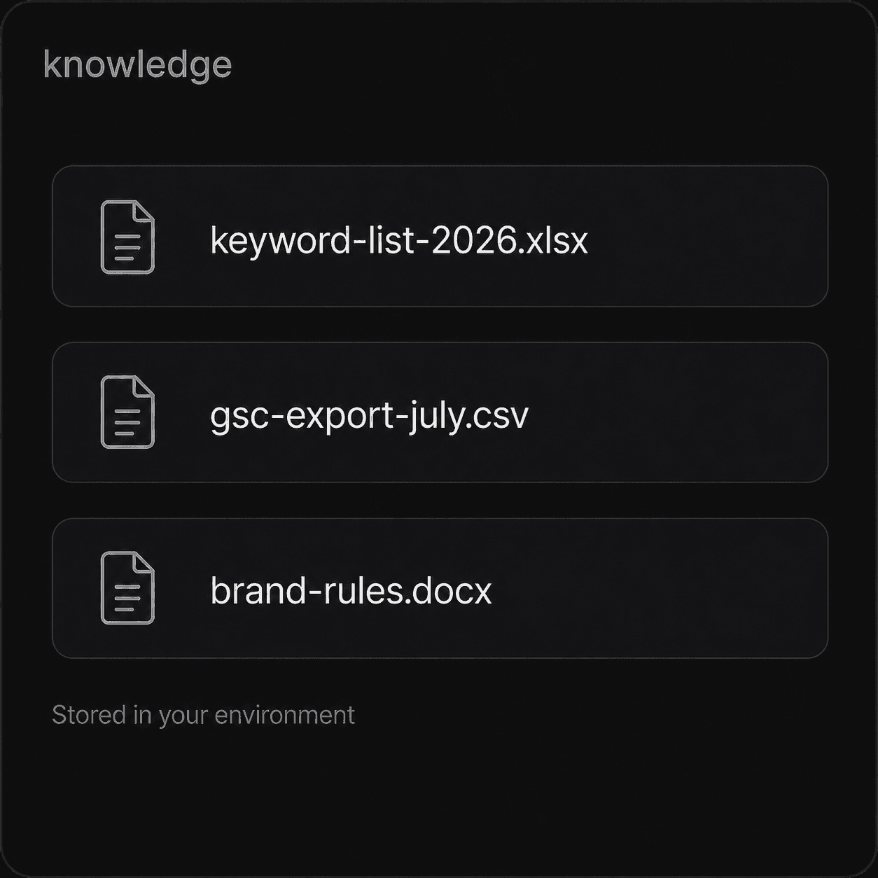 knowledge of ai seo agent at complete storage