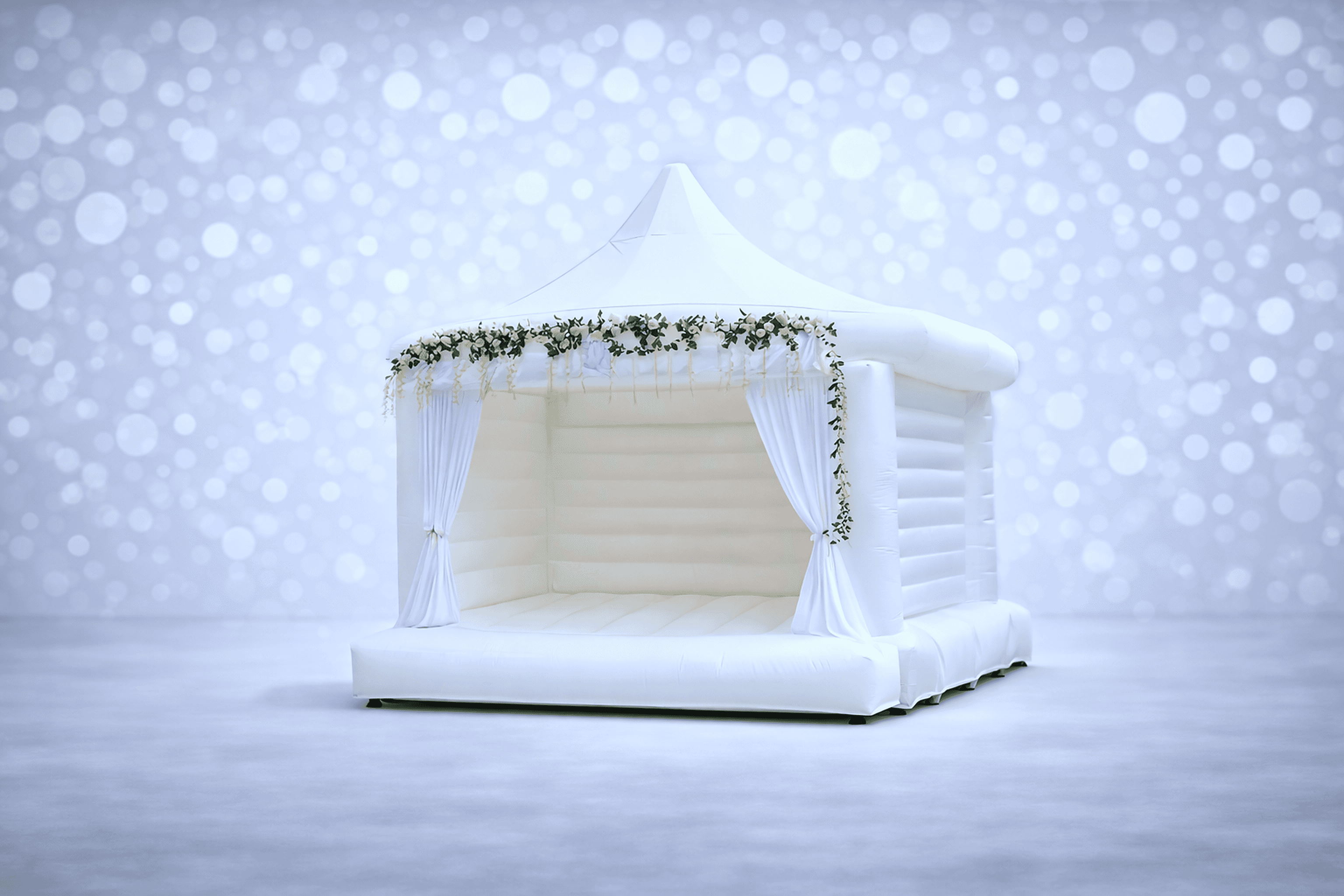 Location château gonflable blanc mariage chic Wallonie