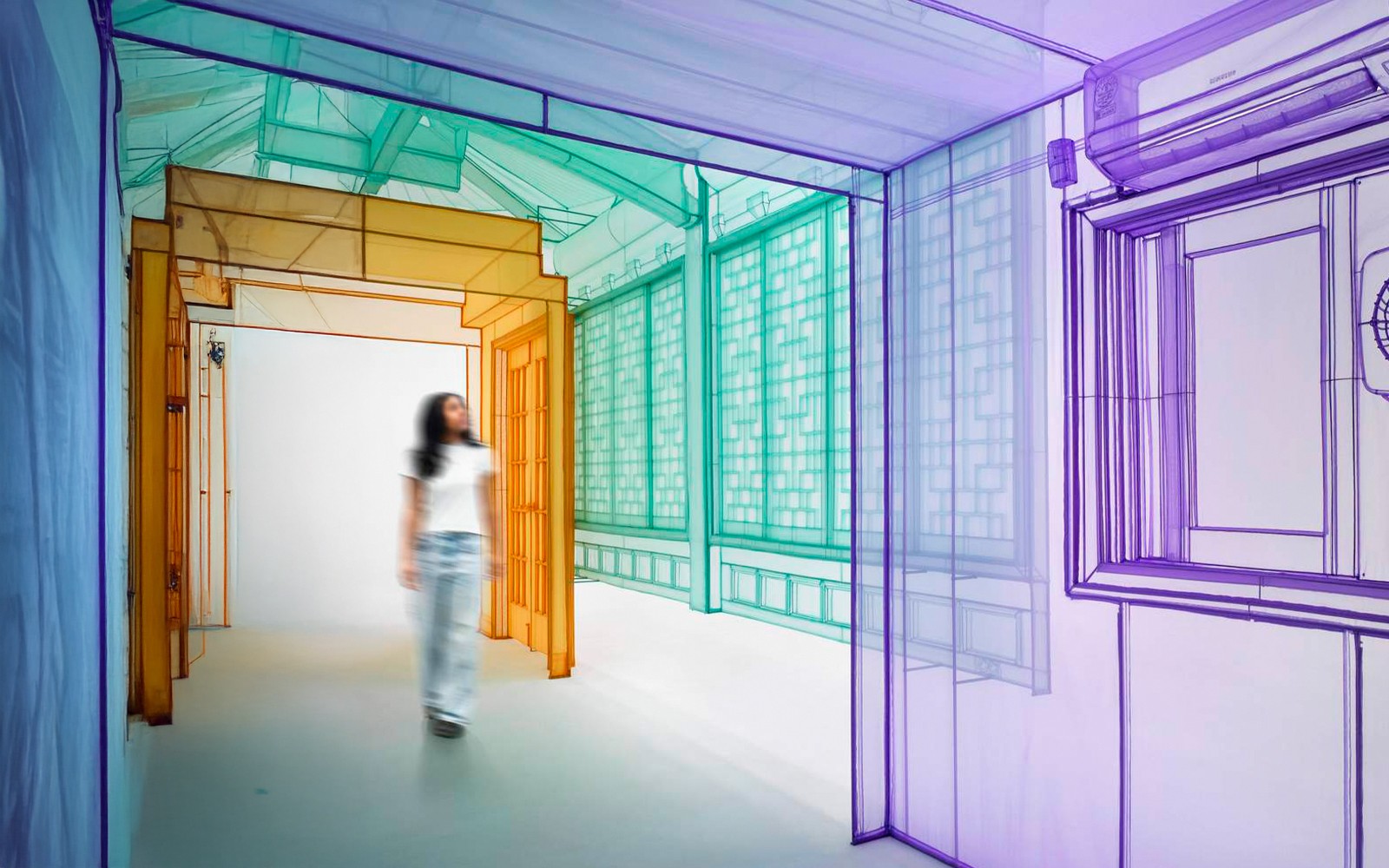 Do Ho Suh's "Walk The House" installation at Tate Modern's Genesis Exhibition, London.