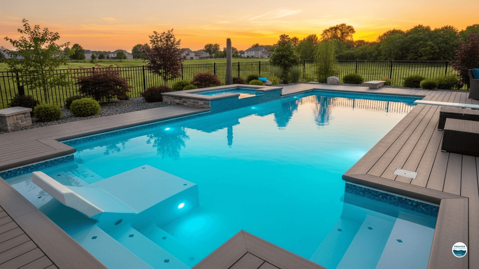 Luxury fiberglass pool installation in Central Ohio backyard showcasing durability and modern design