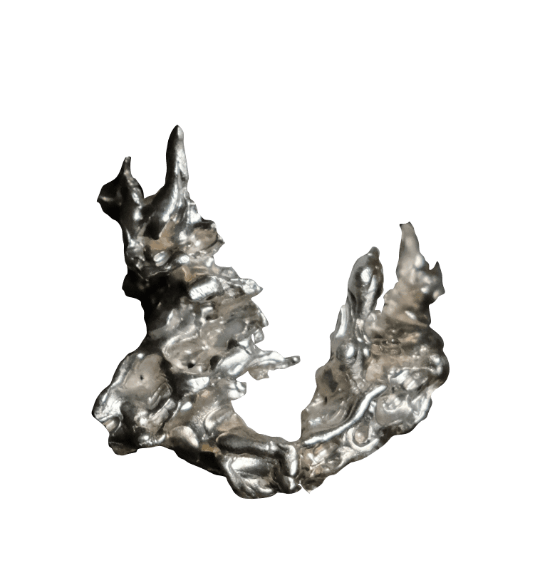 Sculpted silver ring with rough, uneven surface