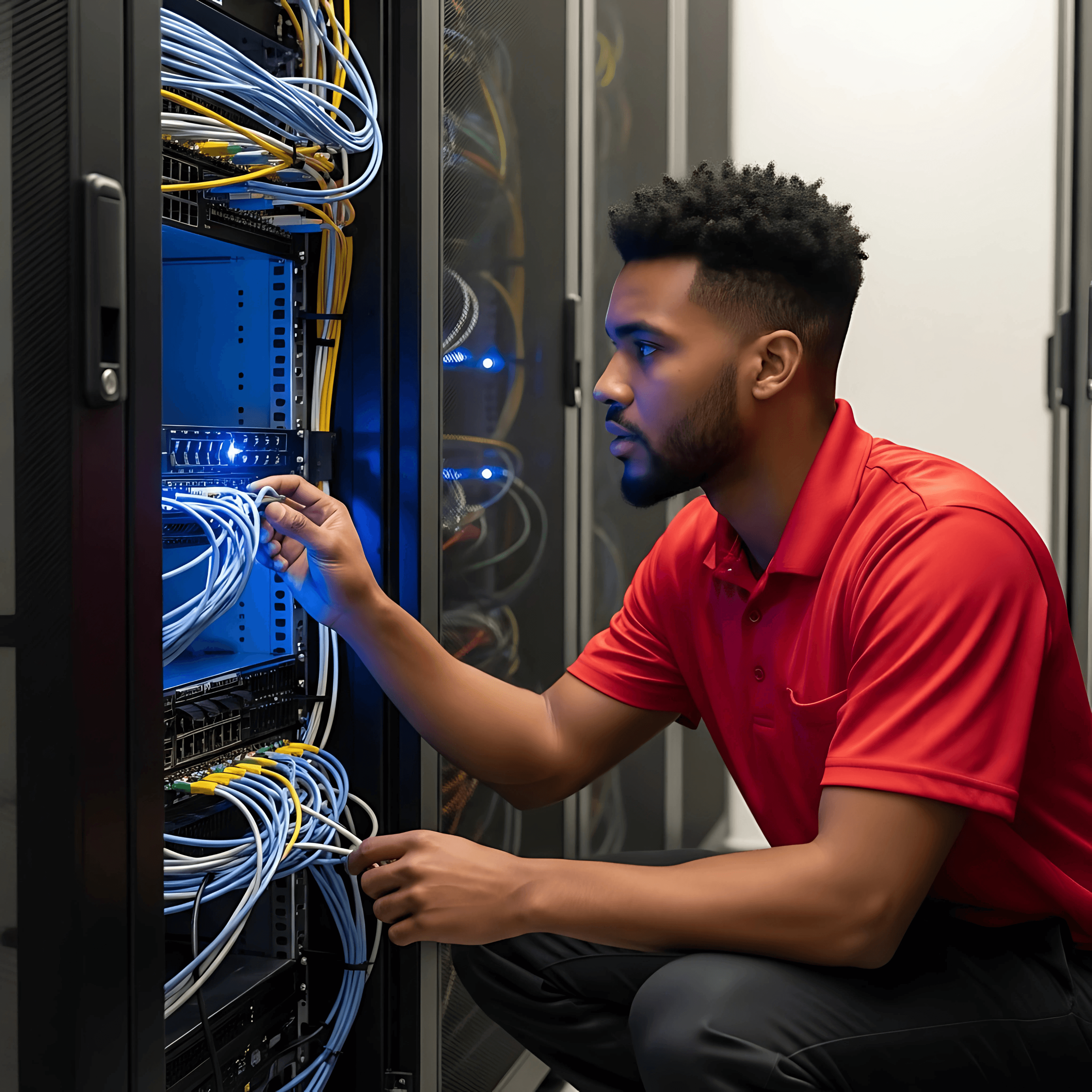 Hero Image: Man working on server