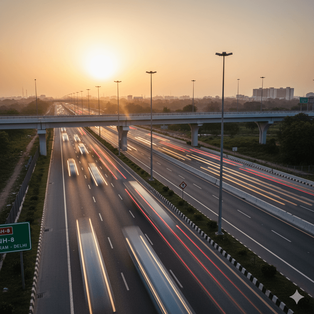 Modern, well-connected highway infrastructure near Sector 79, symbolizing rapid access to M3M project