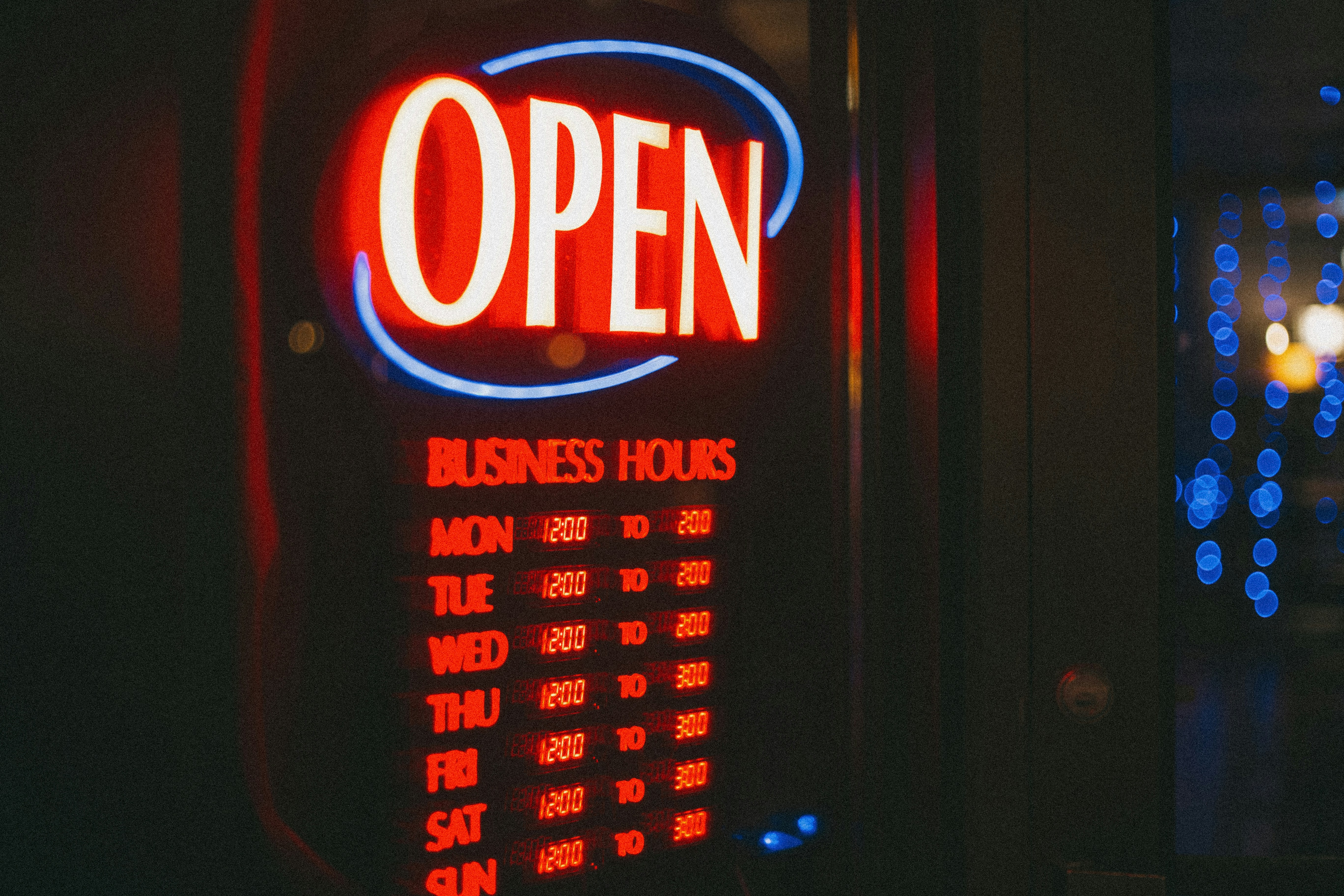 neon light of open sign for offline business