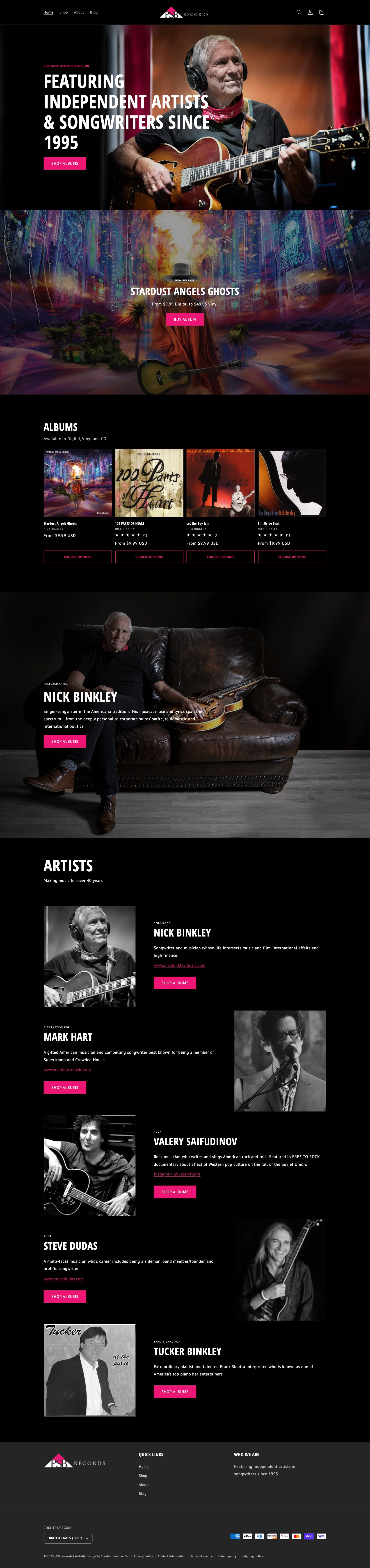 PSB Records homepage design