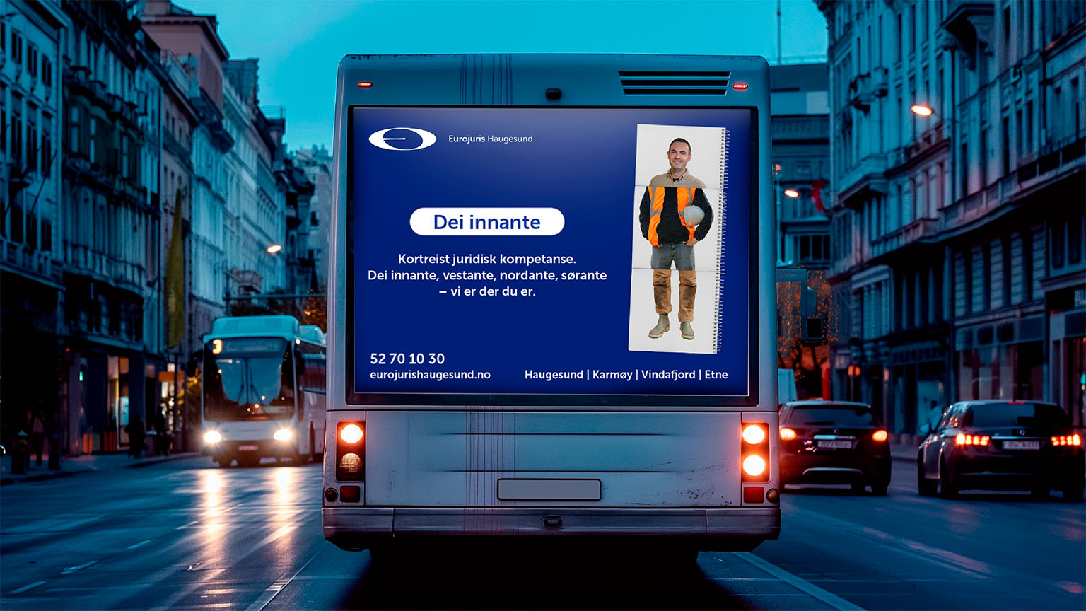 Kampanjen som bussplakat på baksiden av buss