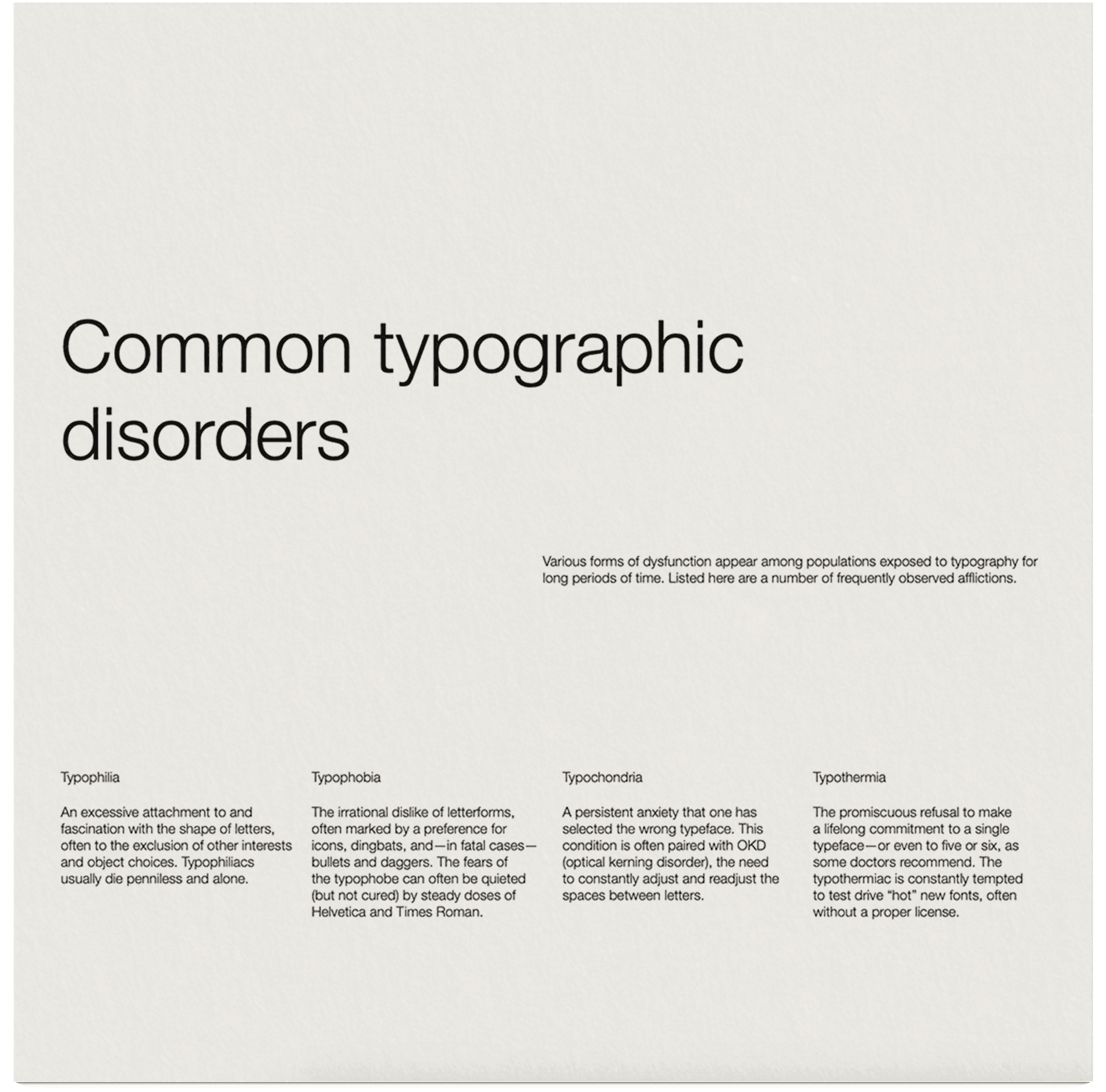 swiss typographic layout , typography example 6 - layout design by selina donohoe 
