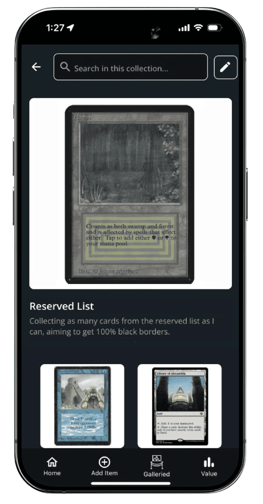 Magic the Gathering Galleries, Reserve List